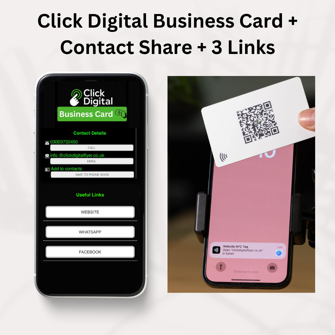 Click Digital Business card + Contact Share + 3 Links.